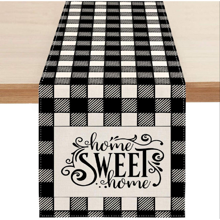 Gracie Oaks Farmhouse Home Sweet Home Table Runner, Buffalo Check Table